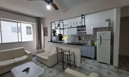 Apartamento mobiliado de 01 dormitório, com piscina, prédio frente mar - caiçara