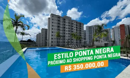 Estilo Ponta Negra - 2 Quartos(1 Suíte) - Varanda - Andar Alto
