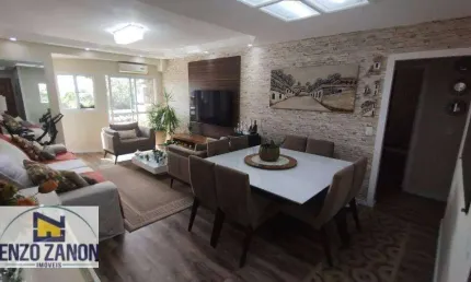 Vila Caminho do Mar - Apartamento vista livre com 3 vagas e 3 dormitórios (2suítes), móveis planejados. Prédio com elevador. Baixo valor de condomínio