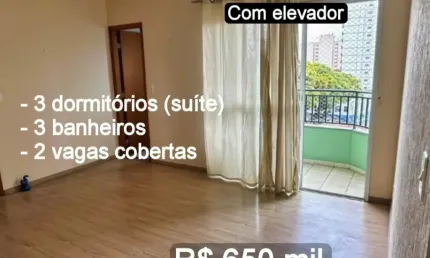 Apartamento com 3 dormitórios (suíte), 3 banheiros e 2 vagas cobertas, em Bragança Paulista!