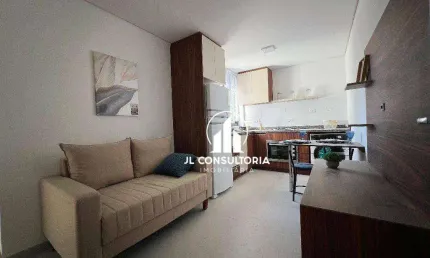 Apartamento decorado com 1 dormitório à venda, 28 m² por r$ 299.000 - cajuru - curitiba/pr