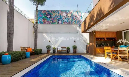 Jardim Paulista Rua Henrique Martins. Casa à venda Jardim Paulista, 3 quartos, sendo 3 suítes, 495m², Projeto Dado Castello Branco, paisagismo por Maria João d'Orey, piscina, área gourmet, rooftop e 3