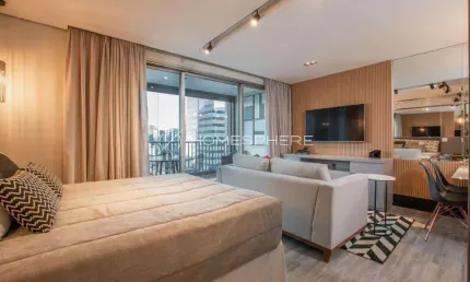 Edifício Pedra Faria Lima Av. Horácio Lafer, 62. Apartamento à venda Itaim Bibi, 61m², 1 quarto sendo 1 suíte, mobiliado, 1 vaga e lazer no Condomínio Pedra Faria Lima