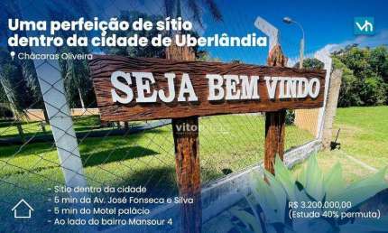 Sítio com 5 dormitórios à venda, 21500 m² por R$ 3.200.000 - Chácaras Oliveiras - Uberlândia/MG