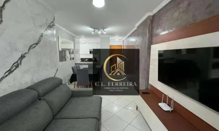 Apartamento mobiliado com 2 dormitórios à venda, 73 m² por r$ 480.000 - tupi - praia grande/sp