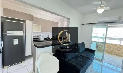 Apartamento mobiliado com 1 dormitório, lazer completo, à venda, 53 m² por R$ 360.000 - Caiçara - Praia Grande/SP