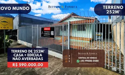 Terreno de 252m2 no novo mundo, com 2 casas em alvenaria