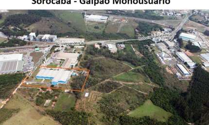 Galpão industrial monousuário para alugar em Sorocaba à 1 Km da Castelinho