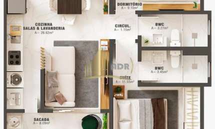 Apartamento com 2 quartos à venda no Gravata, Navegantes , 73 m2 por R$ 599.000