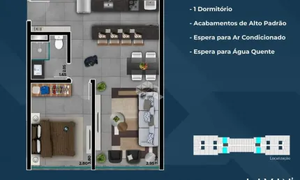 Apartamento 01quarto/dormitório, 01vaga/box no condomínio Livin' Resort House, em Xangri-Lá.