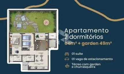 Apartamento 02 dormitórios sendo 01 suíte + garden- governador celso ramos - sc.