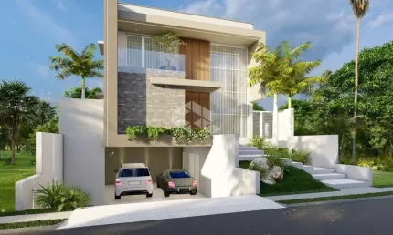 Casa em construção a venda em condomínio fechado real park santa maria, 4 dormitórios 1 suíte, garagem para 2 carros, pé direito duplo