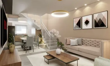 Sobrado em construção,  2 dormitórios, 2 suítes, 1 lavabo e 1 vaga de garagem com churrasqueira, Gesso e Porcelanato. Bairro São José, Financia.
