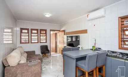 Casa, moinhos de vento/canoas 2 dormitórios, 1 suíte, espaço gourmet, 3 vagas cobertas, semimobiliada. aceita financiamento e fgts.