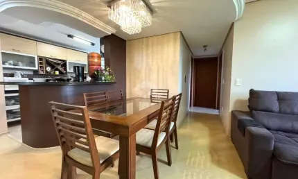 Apartamento semi mobiliado com 2 dormitórios no centro de Esteio, churrasqueira, vaga de garagem dupla, aceita Financiamento Bancário e FGTS.