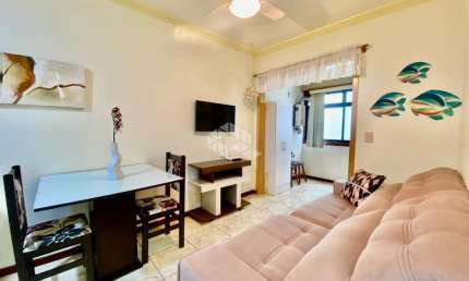 Apartamento 01 dormitório, mobiliado, churrasqueira  Beira Mar