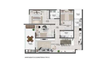 Apartamento 3 dormitórios em Abraão, Florianópolis-SC