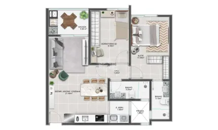 Apartamento 2 dormitórios em Abraão, Florianópolis-SC