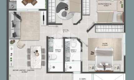 Apartamento 3 dormitórios em Abraão, Florianópolis-SC