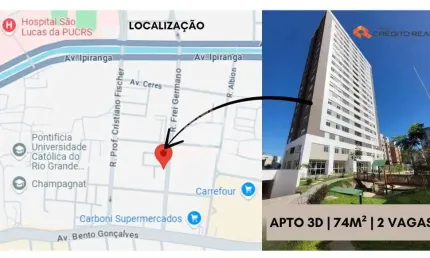Apartamento 74,56m², com 3 dormitórios no bairro partenon, porto alegre