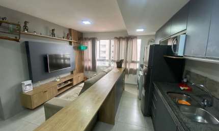 Apartamento mobiliado, 2 dormitórios, churrasqueira, 1 vaga de garagem. Residencial Domani Canoas