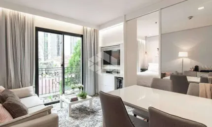Apartamento mobiliado em itaim de 43m² e vaga na garagem