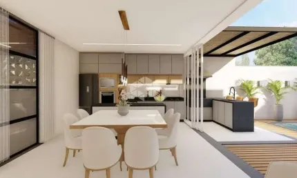 Casa residencial no bairro forquilhas, em são josé, sc, espaço gourmet com churrasqueira, 03 quartos sendo 01 suíte, e 02 vagas de garagem.