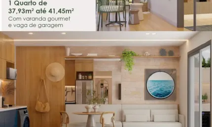 Apartamento de sala e 1 quarto com 1 vaga de garagem em Camboinhas