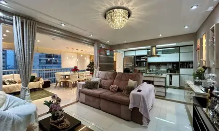 137m² - 3 suítes, andar alto, face norte, terraço gourmet integrado com a sala, 2 vagas fixas, lazer