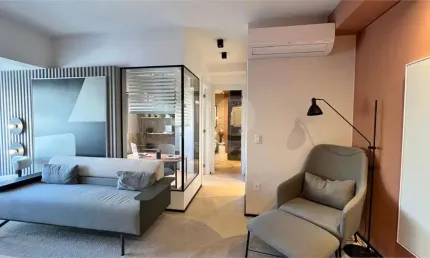 Apartamento novo, todo decorado, a venda em moema, com sala ampliada, 2 quartos (1 suíte) e 1 vaga