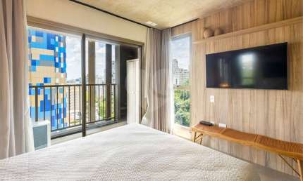 Studio  de 32 m² nos Jardins mobiliado e equipado em empreendimento novo com lazer completo