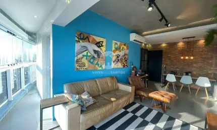 Apartamento à venda, 2 quartos, 1 suíte, lazer completo, 2 vagas, no Boqueirão, em Santos/SP.