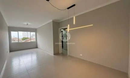 Apartamento reformado de 3 quartos e dependência de serviço na aparecida - santos/sp