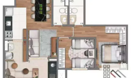 Apartamento 2 dormitórios (60m²), 1 Suíte, Terraço, 1 Vaga. Próximo da estação do metrô Tucuruvi