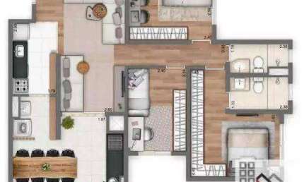 Apartamento 3 Dormitórios (84m²), 1 suíte, 2 vagas, terraço gourmet. A 200 metros da estação Giovanni Gronchi