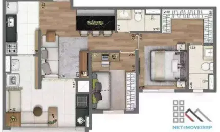 Apartamento 2 Dormitórios (67m²), 1 Suíte, 1 Vagas, Varanda.  Próximo do Parque do Piqueri