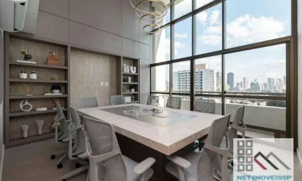 Conjunto comercial (210m²), 2 banheiros, mobiliado, 6 vagas. arte e conceito no espaço corporativo