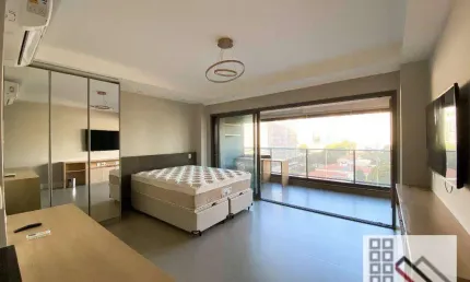 Studio1 dormitório (41m²), 1 vaga, varanda, decorado e mobiliado. próximo da estação campo belo