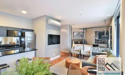 APTO 1 DORMITÓRIO (65m²), 2 VAGAS, MOBILIADO E DECORADO. PRÓXIMO DO SHOPPING VILA OLÍMPIA
