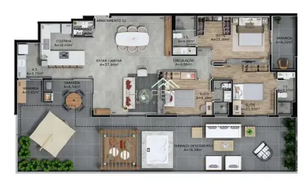 Apartamento com 3 quartos à venda na rua bento viana, --, água verde, curitiba por r$ 2.120.882