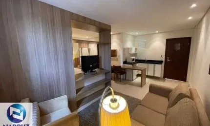 Flat/apartamento de 1 dormitório, com mobília completa.  Total estrutura de lazer, serviços e comércio na melhor localização da cidade. 1 vaga de garagem.