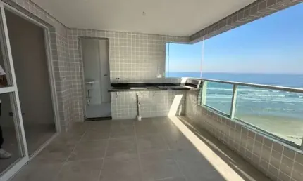 Alto padrão frente em prédio frente mar com 3 quartos, 1 suíte, 2 vagas na praia grande-sp,