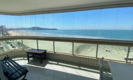 Apartamento alto padrão frente mar 3 suites , 2 vagas mobiliado guilhermina - praia grande - sp