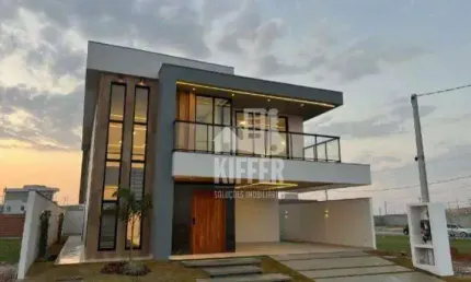 Casa nova com vista para a lagoa, 4 quartos, área gourmet e energia solar – condomínio com clube