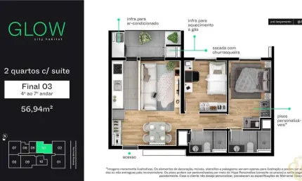 Glow City Habitat - Apartamento à venda no bairro Novo Mundo - Curitiba/PR