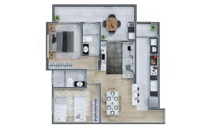 Apartamento para Venda em Praia Grande, Mirim, 2 dormitórios, 1 suíte, 2 banheiros, 1 vaga