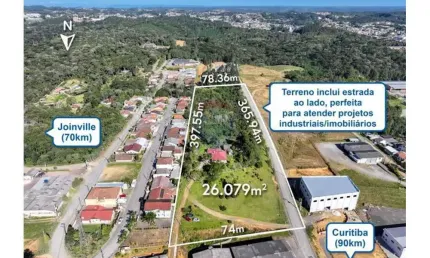 Terreno comercial e industrial com casa em Santa Catarina, São Bento do Sul com 26.000m2 ao lado da SCM Tecmatic
