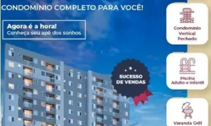 Apartamento 2 quartos no Jd Capivari, 44 m², lazer, varanda, local excelente