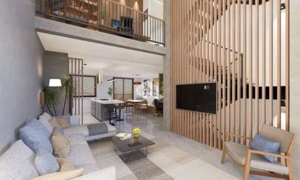 Casa em condominio com 3 suítes, estar com pé direito duplo, pátio e terraço individuais no Chácara das Pedras.