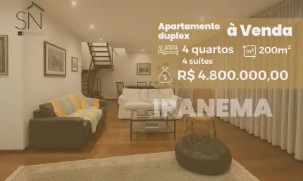 Apartamento duplex com 4 dormitórios à venda, 200 m² por r$ 4.800.000,00 - ipanema - rio de janeiro/rj